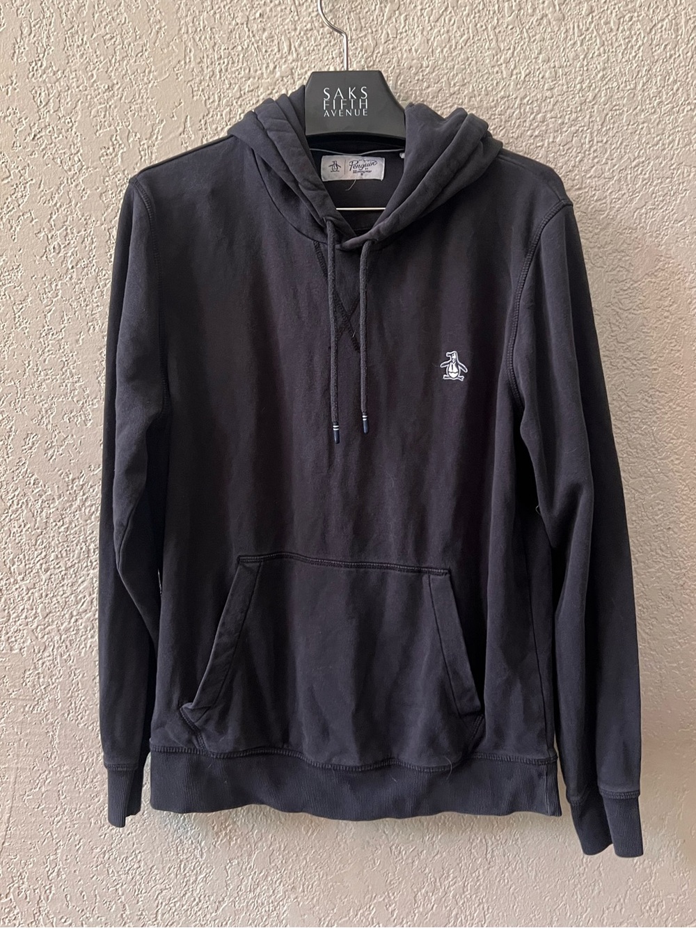 Original Penguin Dark Blue Knit Kangaroo Pocket Hoodie Sz M